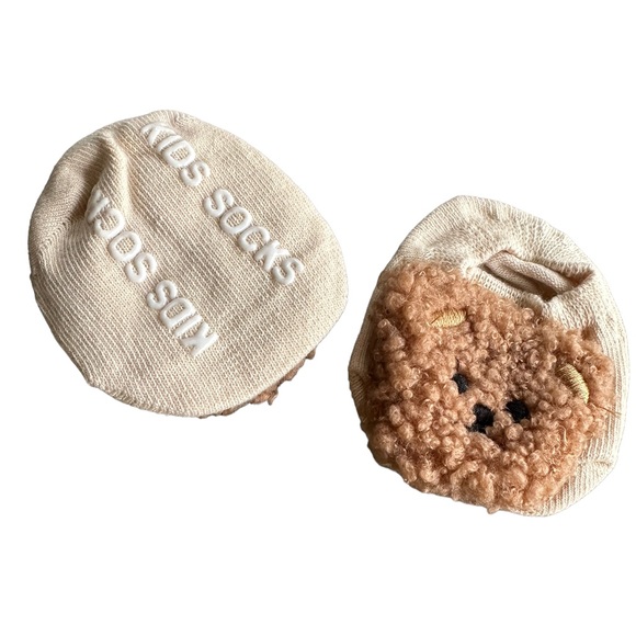 Light Brown and Tan Bear Newborn Sock Booties - Picture 2 of 4
